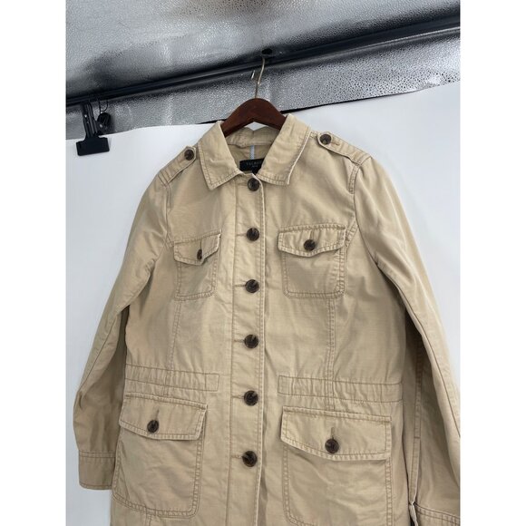 Talbots Petite Womens Medium Cotton Utility Jacket Beige Classic Minimalist - Picture 6 of 8